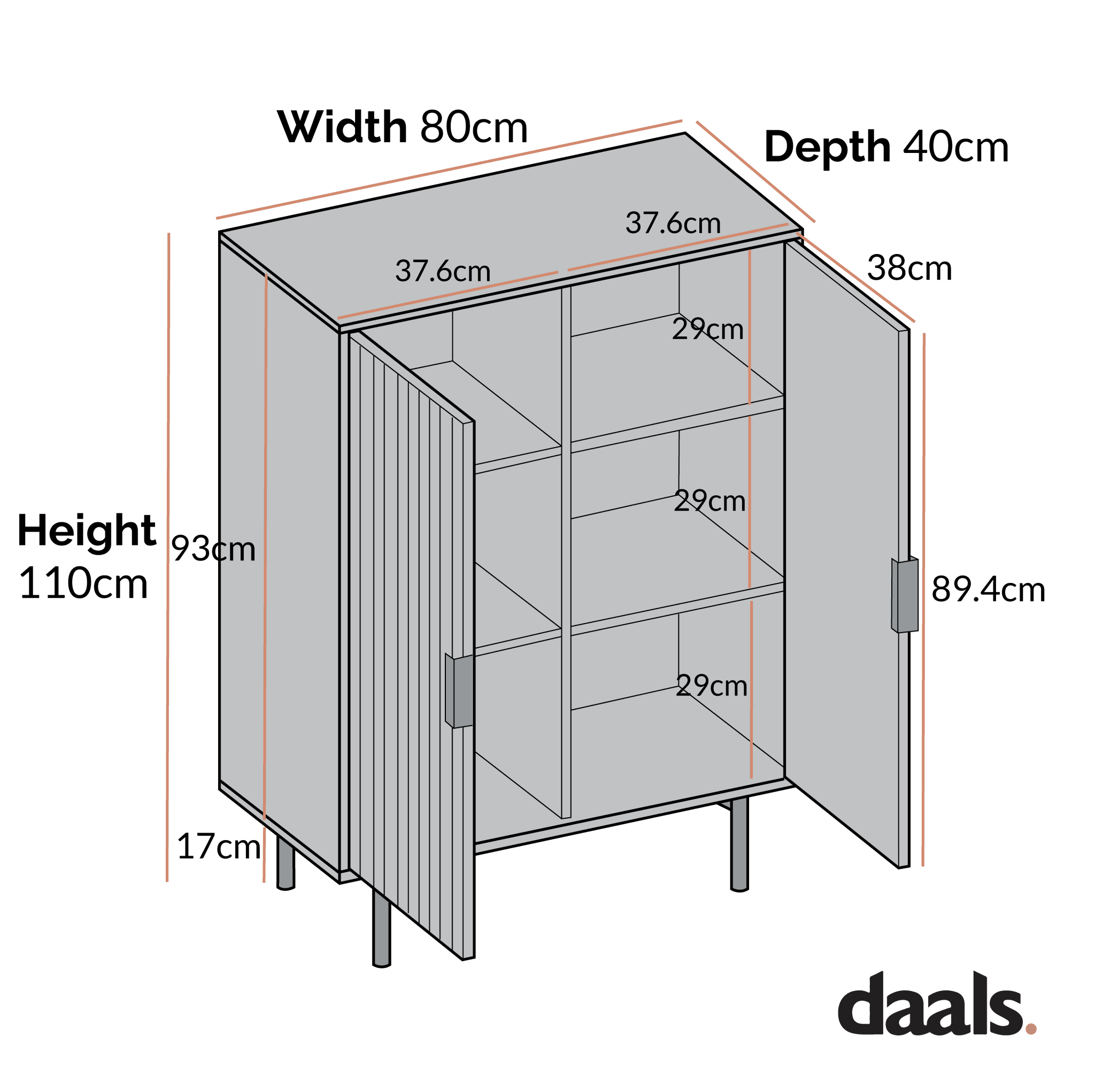 Richmond Ridged Highboard Storage Cabinet, Light Ash