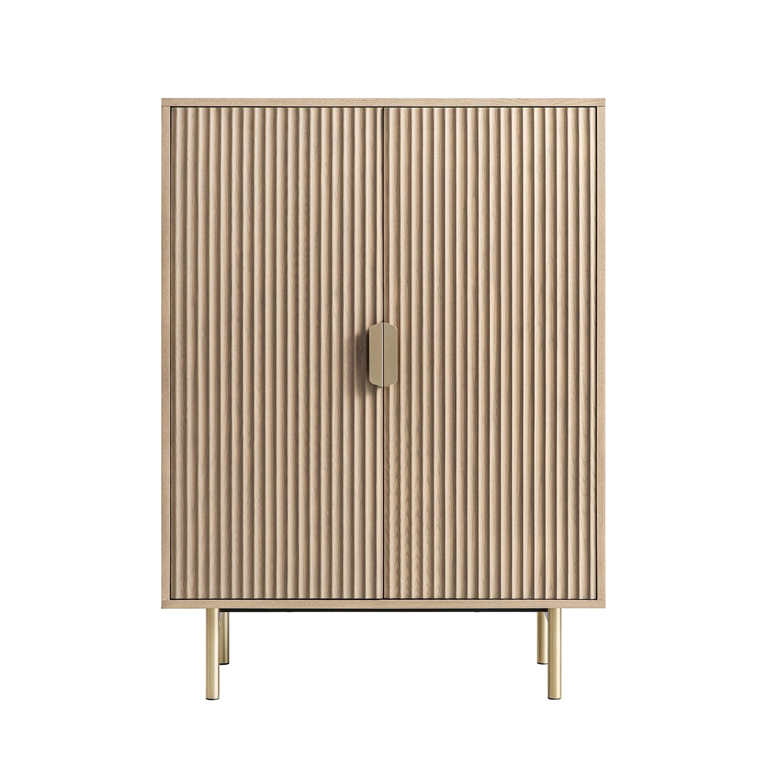 Richmond Ridged Highboard Storage Cabinet, Light Ash