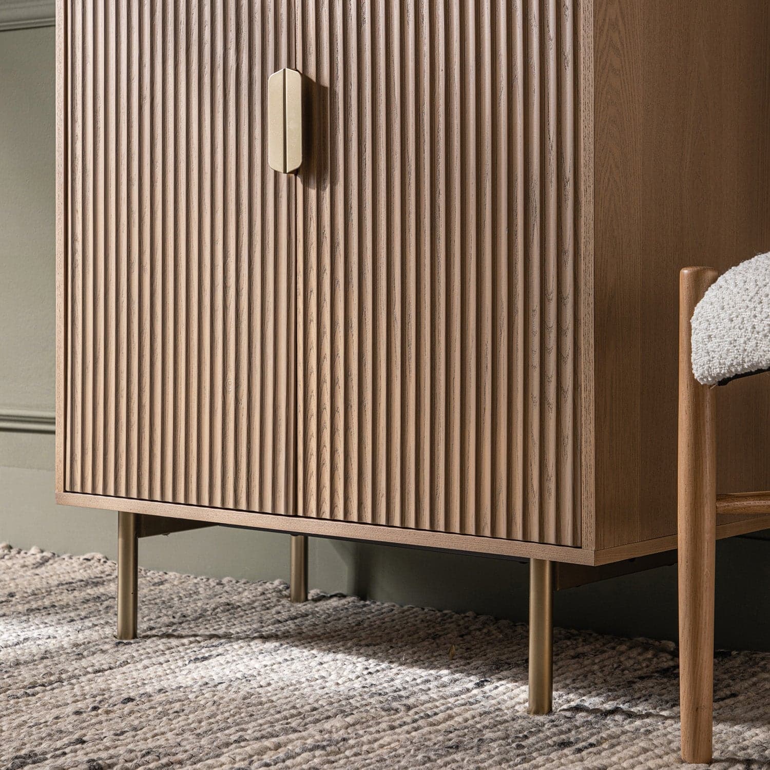 Richmond Ridged Highboard Storage Cabinet, Light Ash