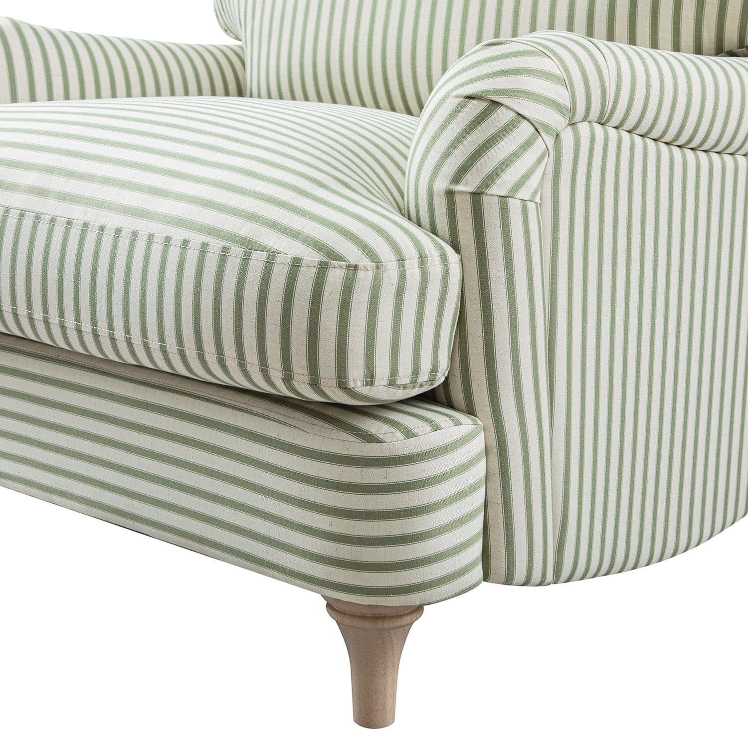 Daphnis Green Striped Linen Blend Sofa, 1-Seater
