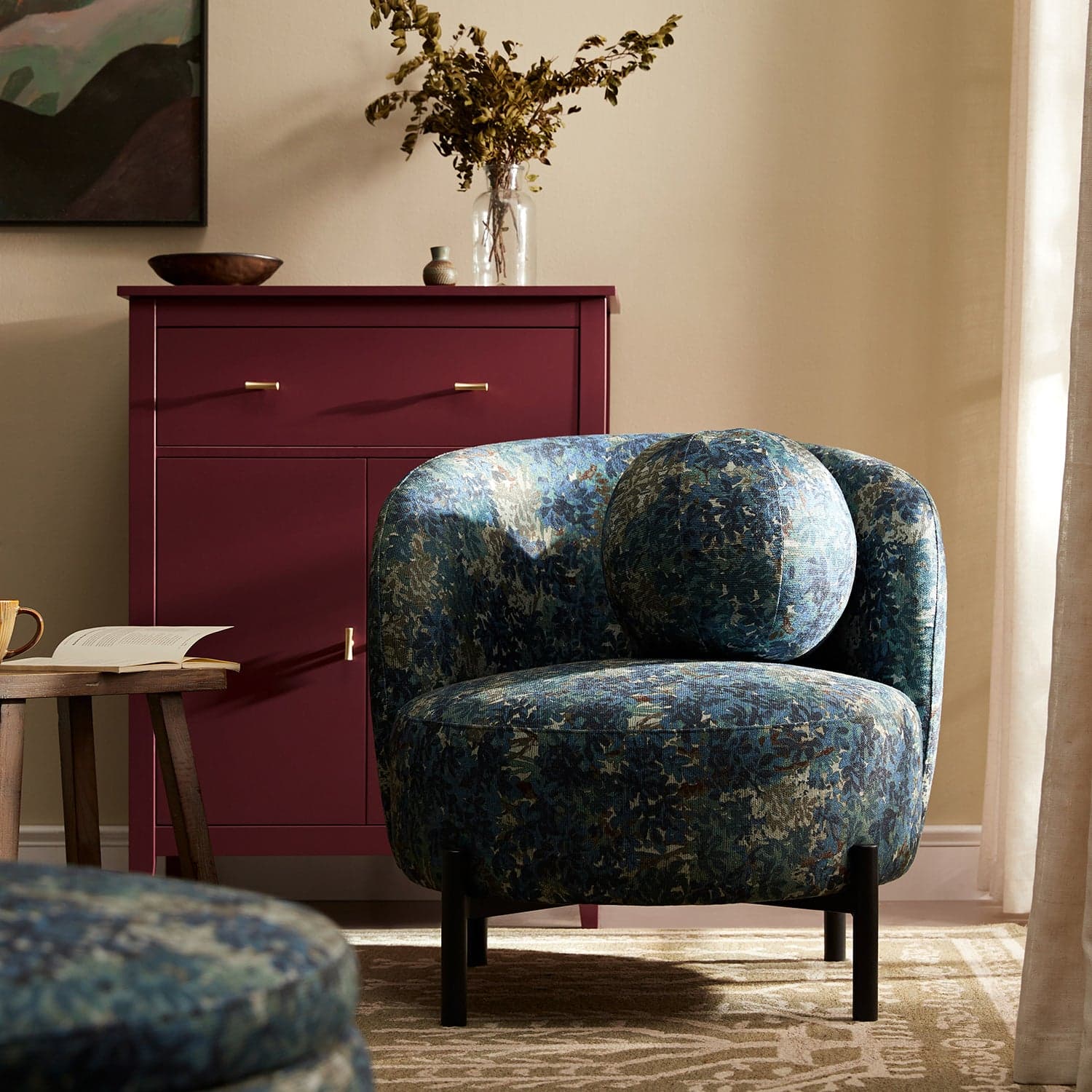 Amboise Armchair with Ball Cushion, Julien Linen Blend