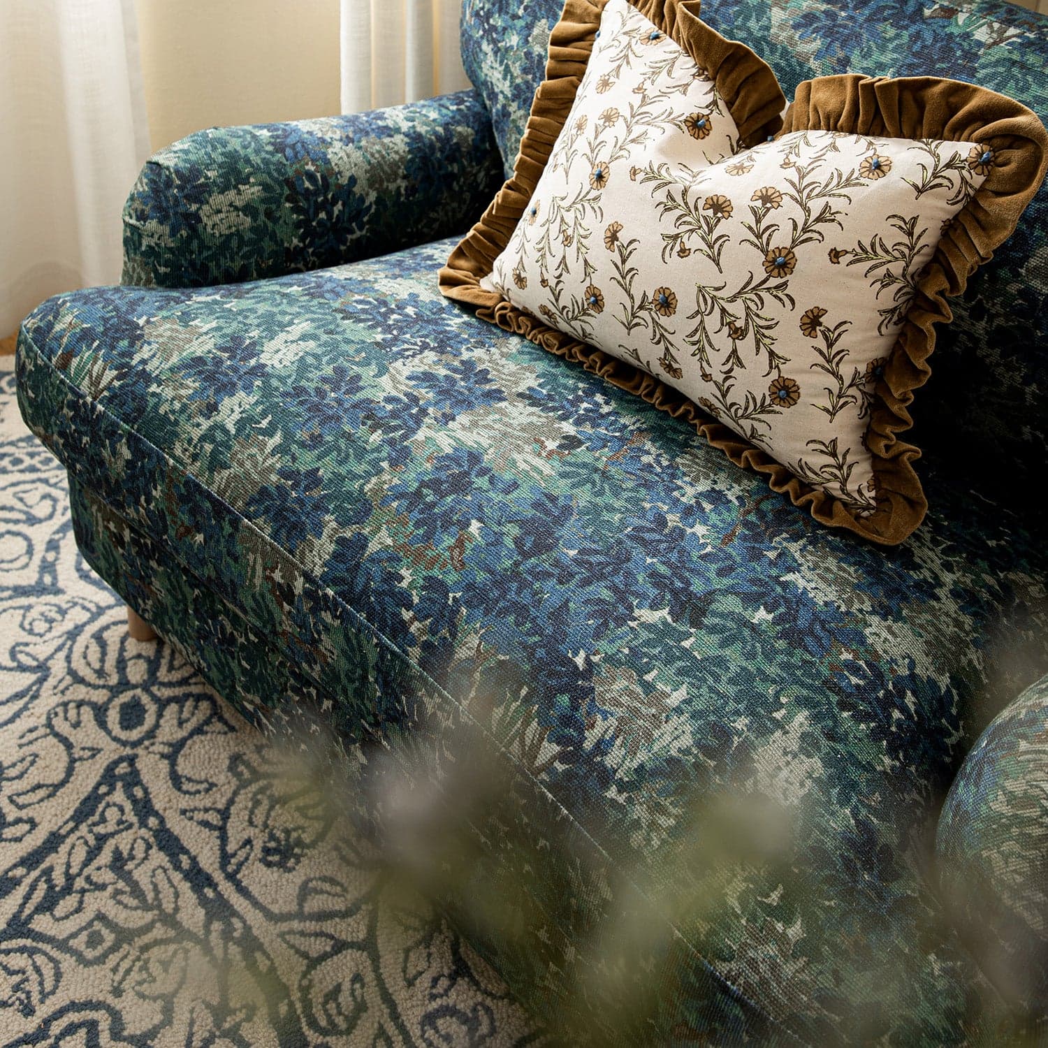 Daphnis Julien Patterned Linen Blend Sofa, Loveseat