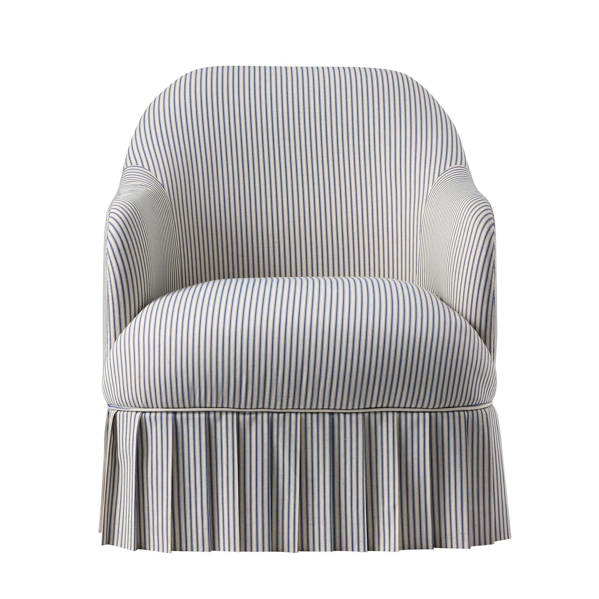 Calliope Skirted Armchair, Blue Striped