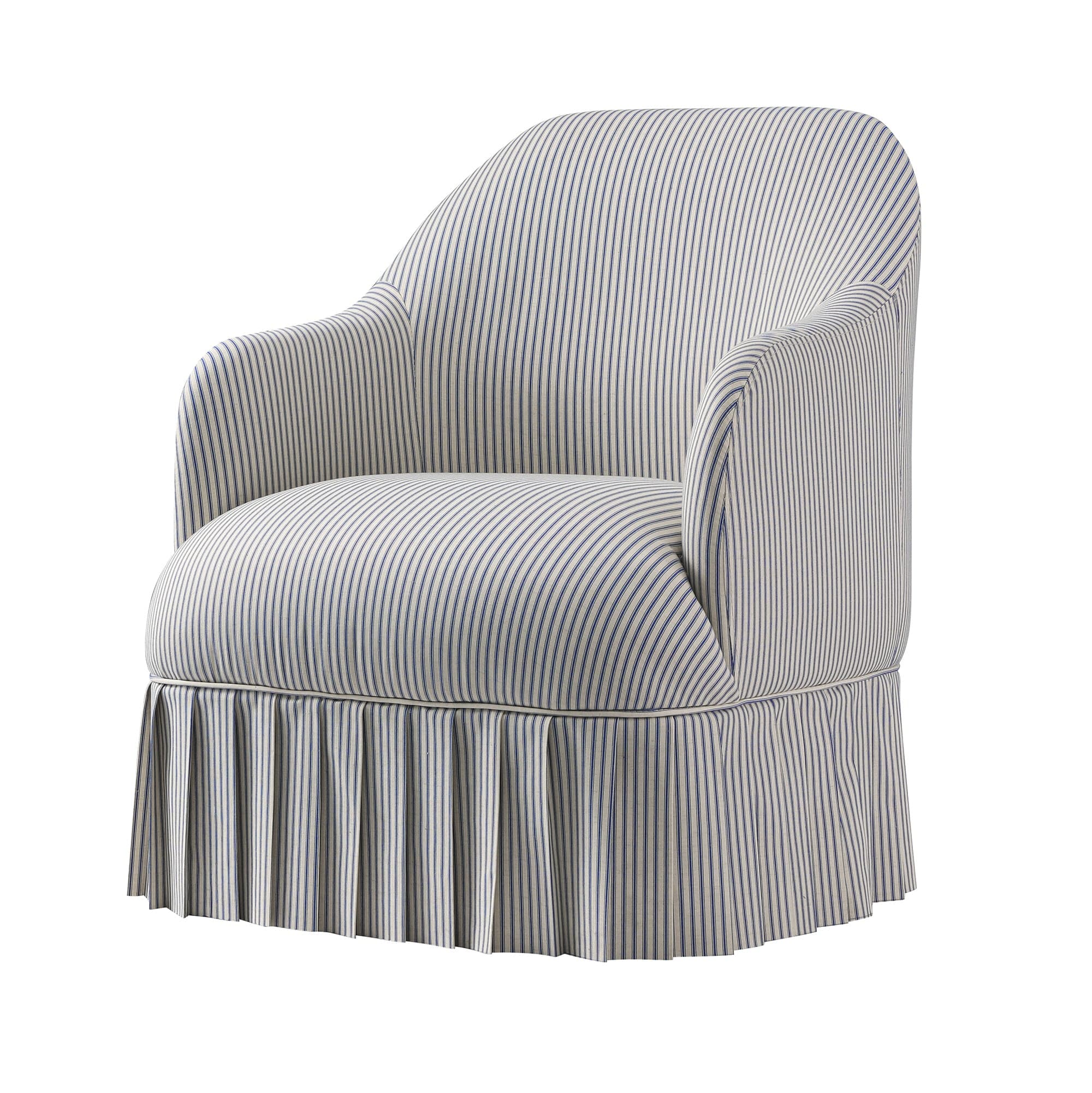 Calliope Skirted Armchair, Blue Striped
