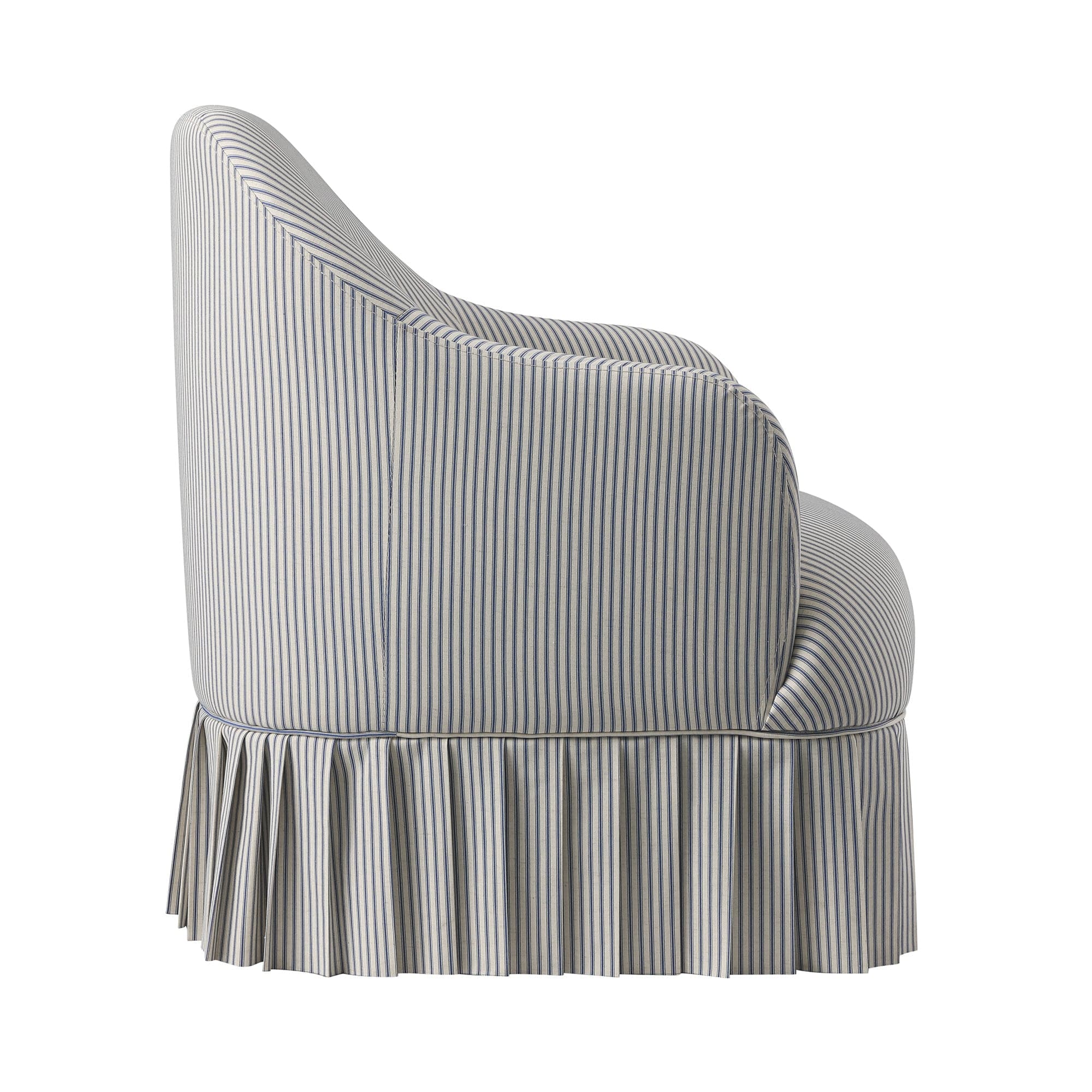 Calliope Skirted Armchair, Blue Striped