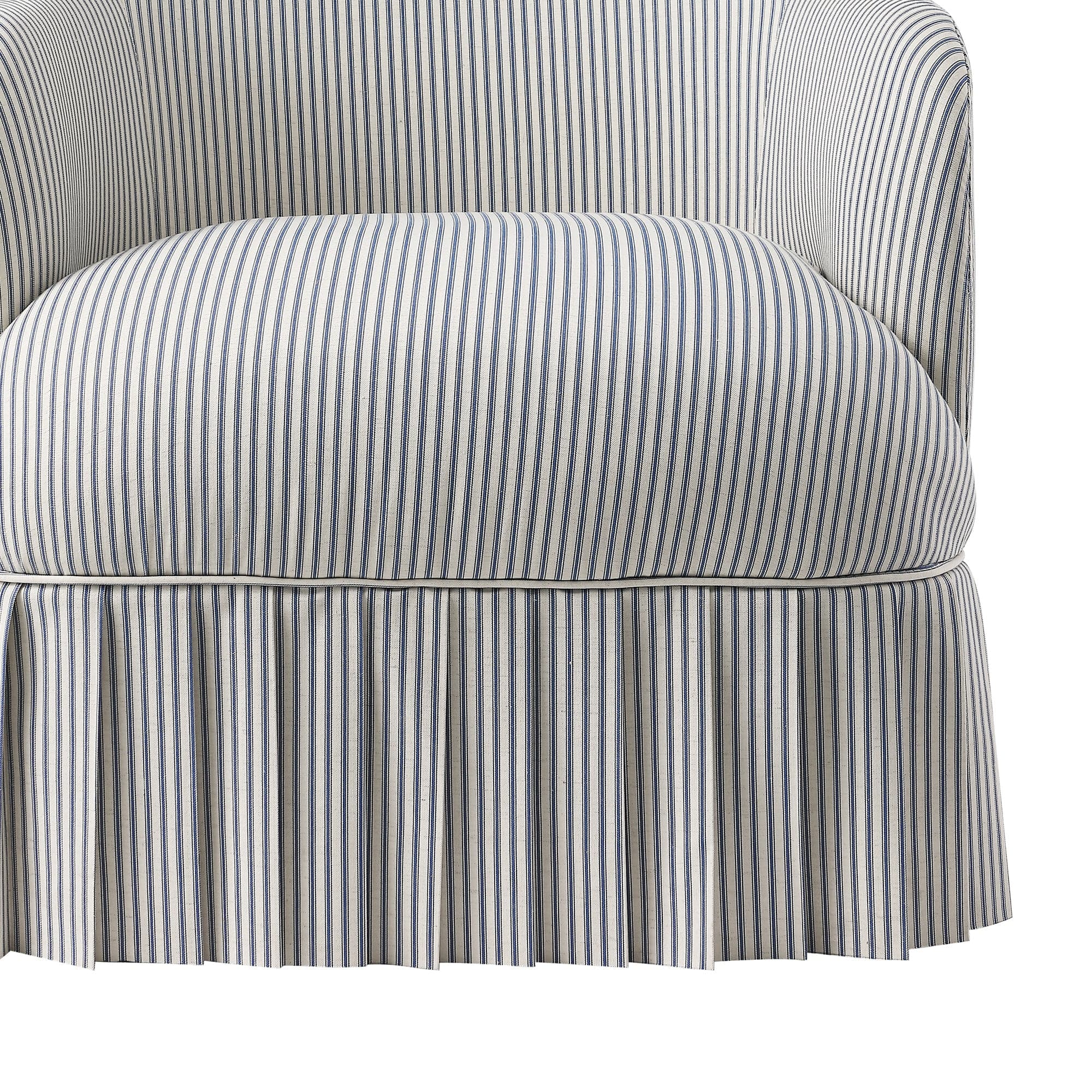 Calliope Skirted Armchair, Blue Striped