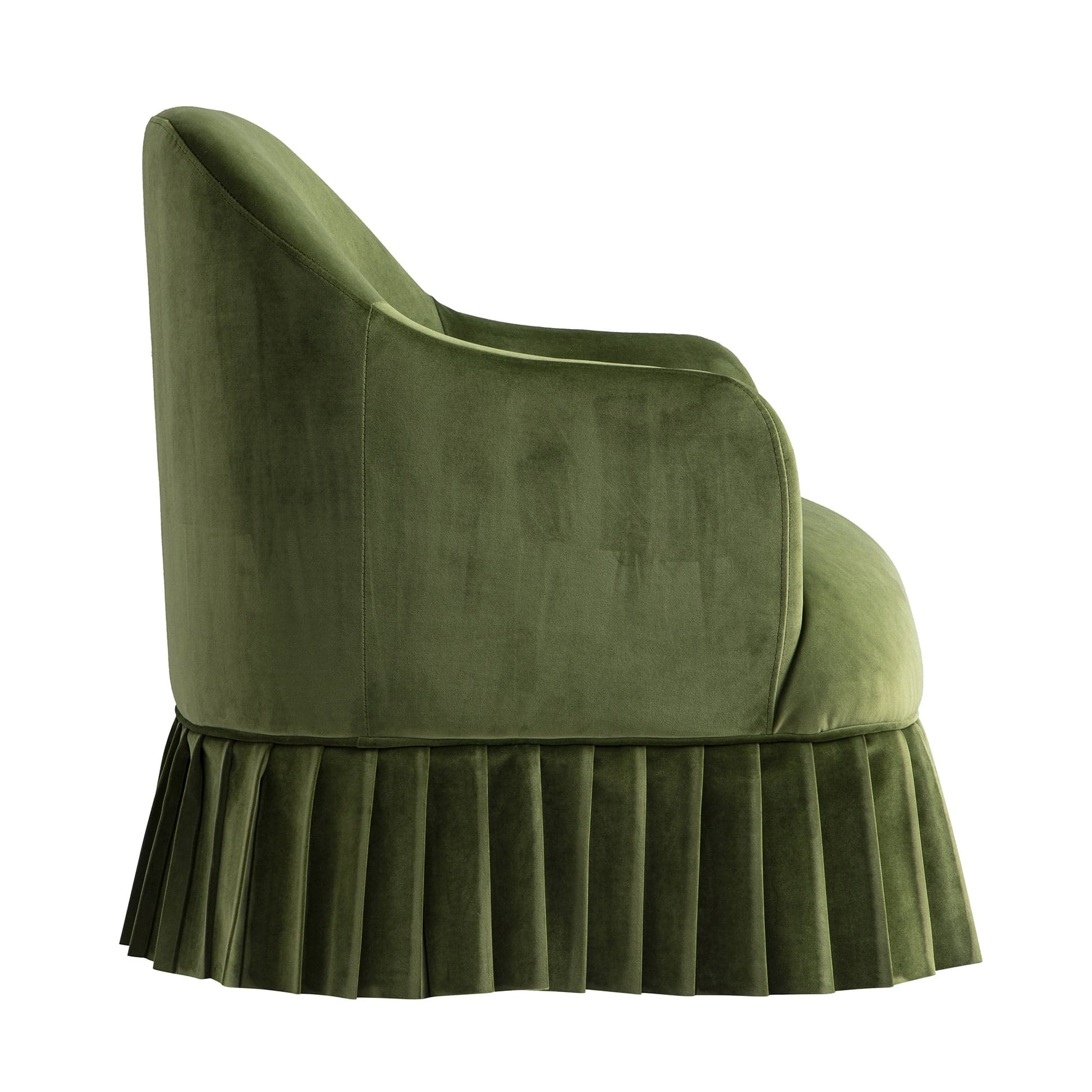 Calliope Skirted Armchair, Fern Green Velvet